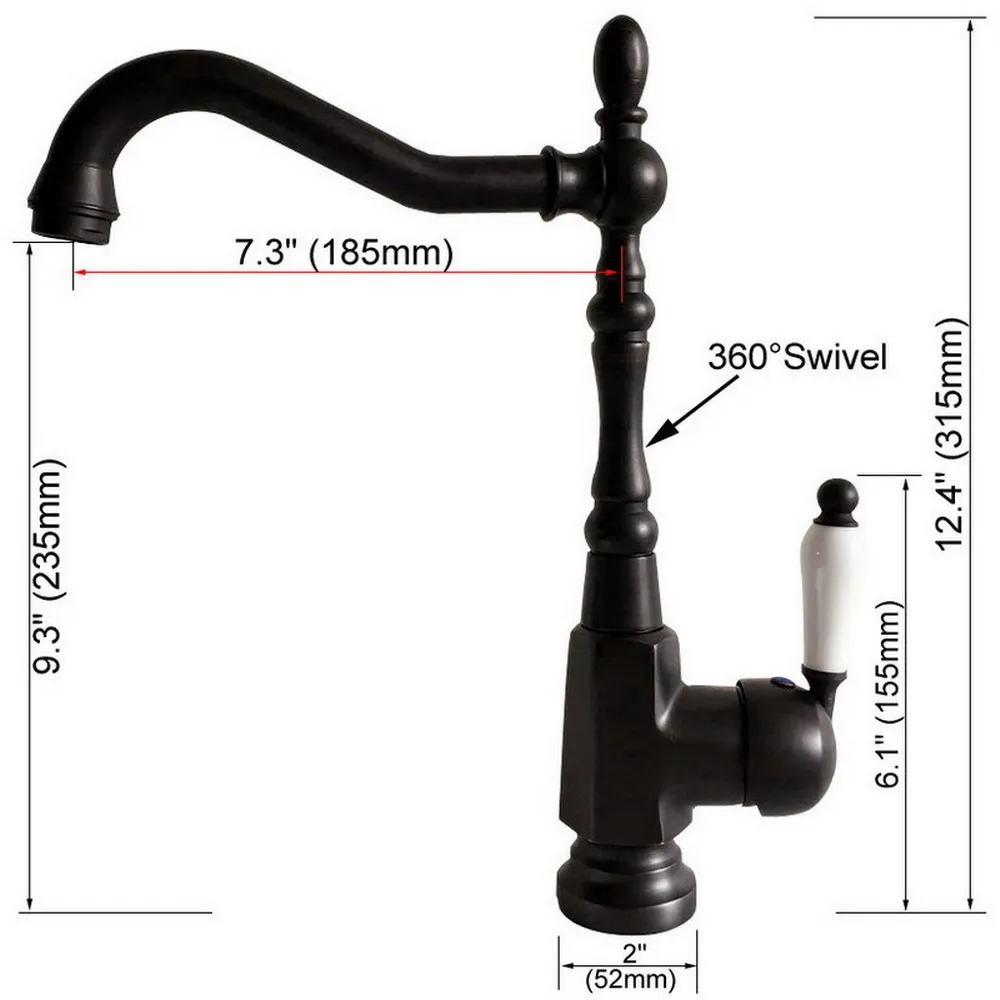 Oil Rubbed Bronze Kitchen Faucet Cold and Hot Water Mixer Single Handle 360 Degree Rotation Tap Knf387