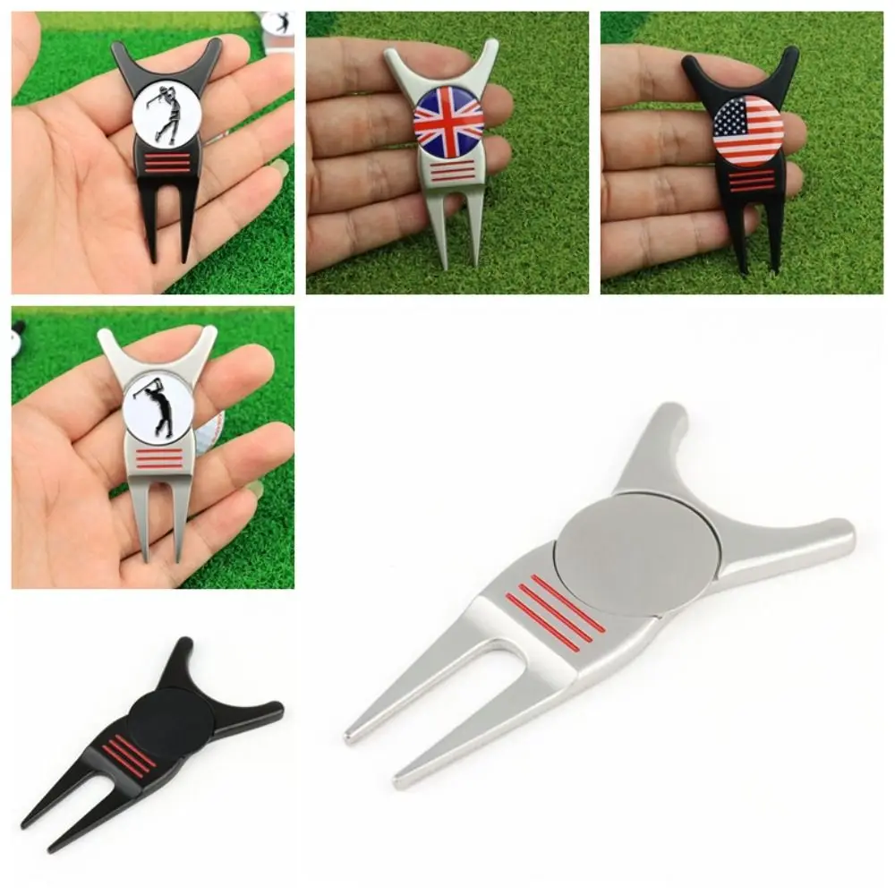 Pitch Golf Green Fork Dropship Magnetic Pitch Groove Cleaner Zinc Alloy Golf Marker Golf Switchblade Groove Cleaner