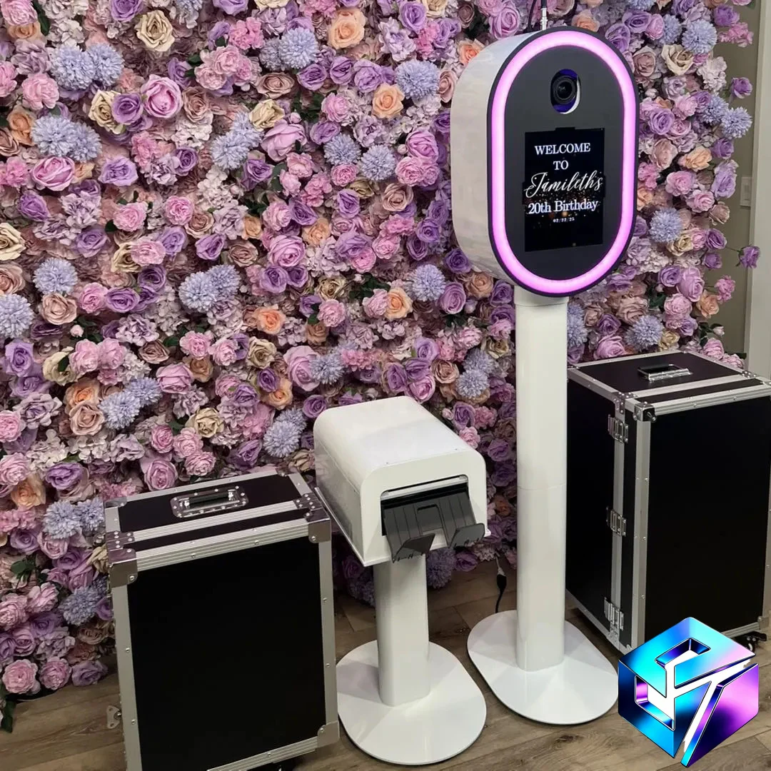 12.9 Inch Portable Photo Booth Kiosk With RGB Rotating LED Light Stand Pad Selfie Photobooth Shell For Party Use