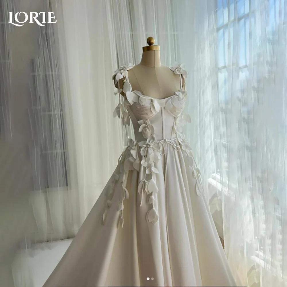 

LORIE Vintage Lace 3D FlowerWedding Dresses Appliques Sweetheart Backless Sleeveless Bridal Gown Princess Bride Dress Customized