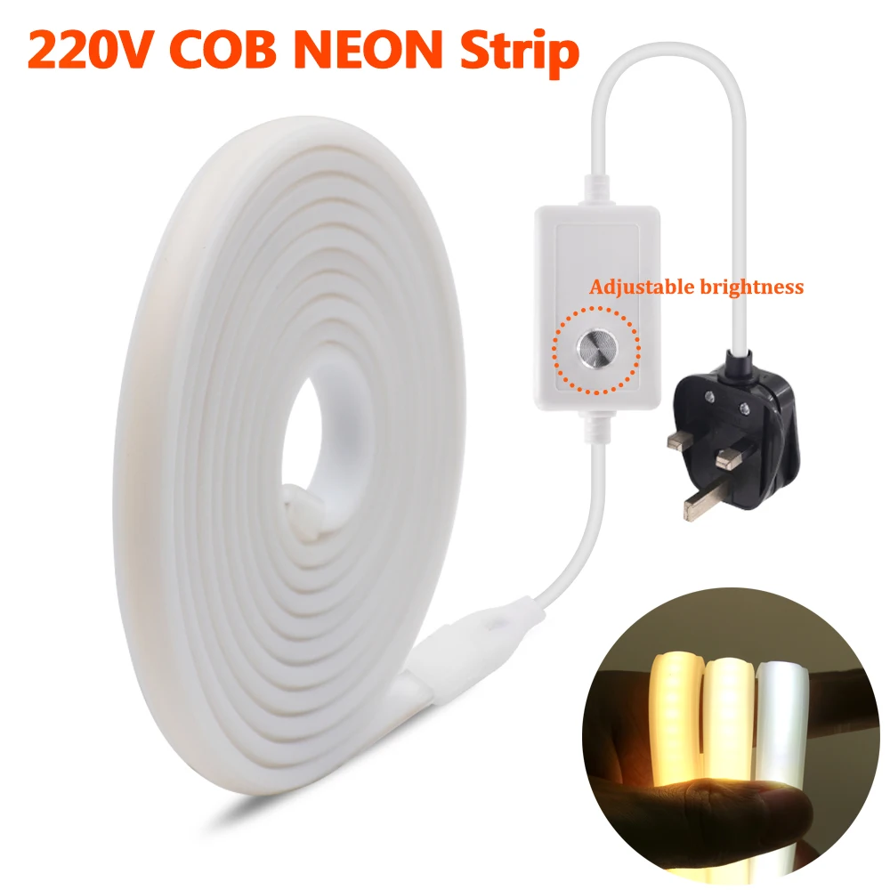 15M 20M 220V High Bright COB Light Wall Room Decor Lighting Neon Light Tape CRI RA90 Waterproof Warm/ Natural/ White Led Strips