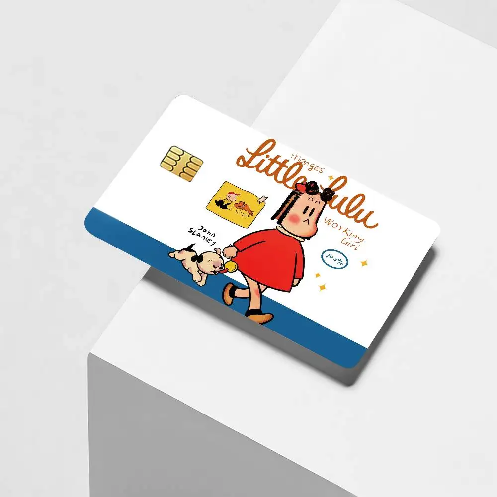 Cartoon The Little Lulu Show Credit Card Decorative Card Stickers Suitable For Bank Cards Metro Transit Anti-scratch Gift 4PCS