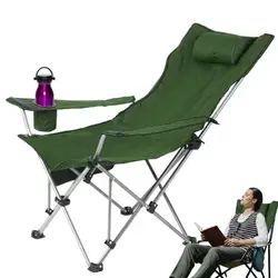 Reclining Patio Chair Portable Camping Loungers Chair Adjustable Lounge Chairs With Footrest Headrest Cup Holder Leisure Chair