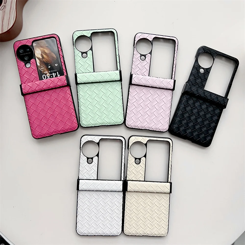 

Woven Pattern Phone Case For OPPO Find N3 Flip Hinge Cover Protective Hard Shell