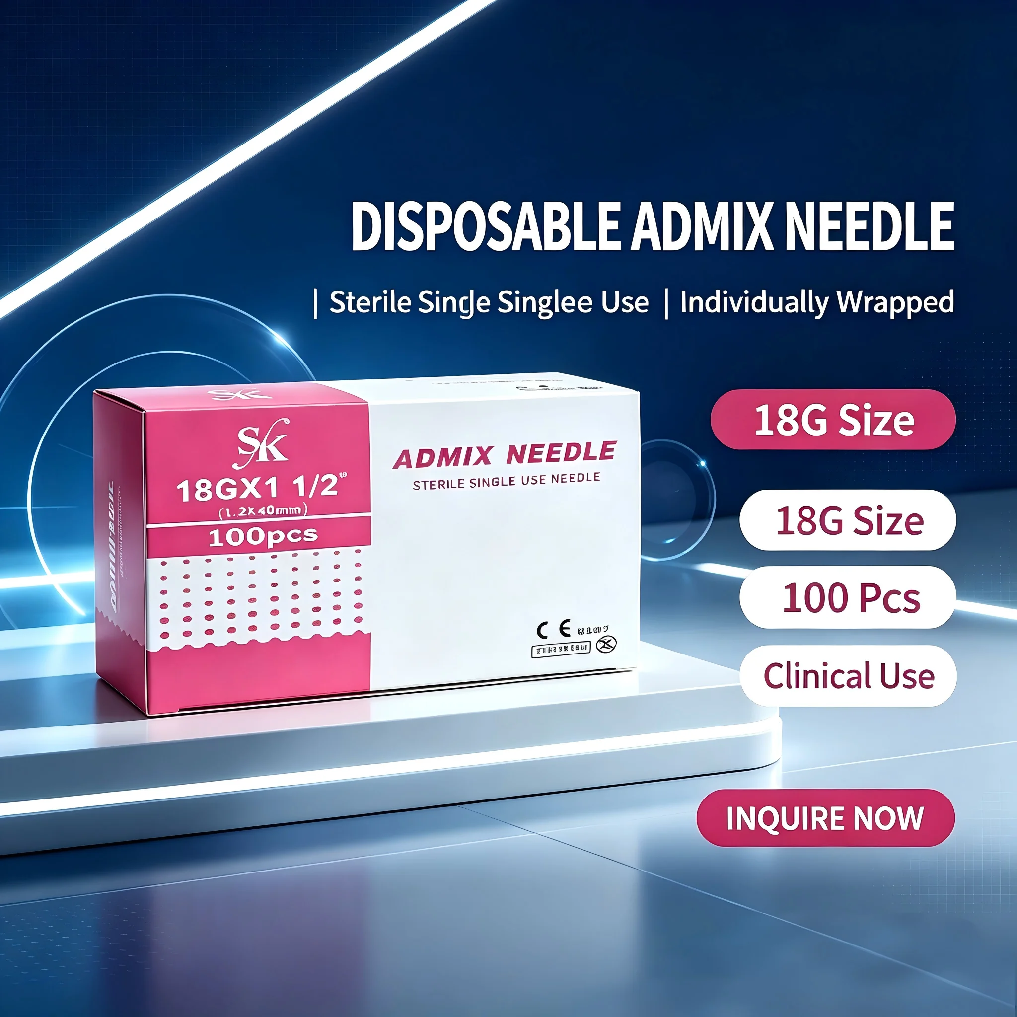 100pcs 18G Sterile Single Use Surgical Needles Economy Pack for Medical Subcision Procedures