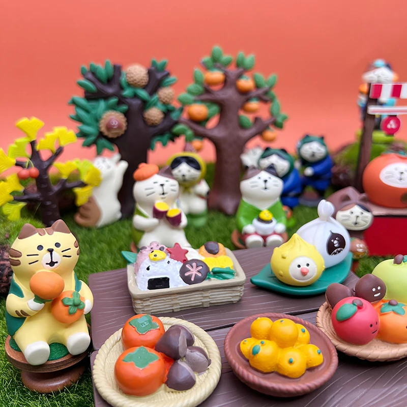 Japanese Ornaments Autumn Harvest Chestnut Series Japanese Photo Props Miniature Resin Gift INS Cat Collection Small Ornaments