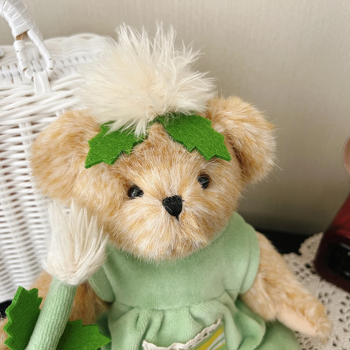 teddy bear plush stuffed toys Dandelion bear toy with green dress plush joint teddy bear doll for kids toys girls birthday gift