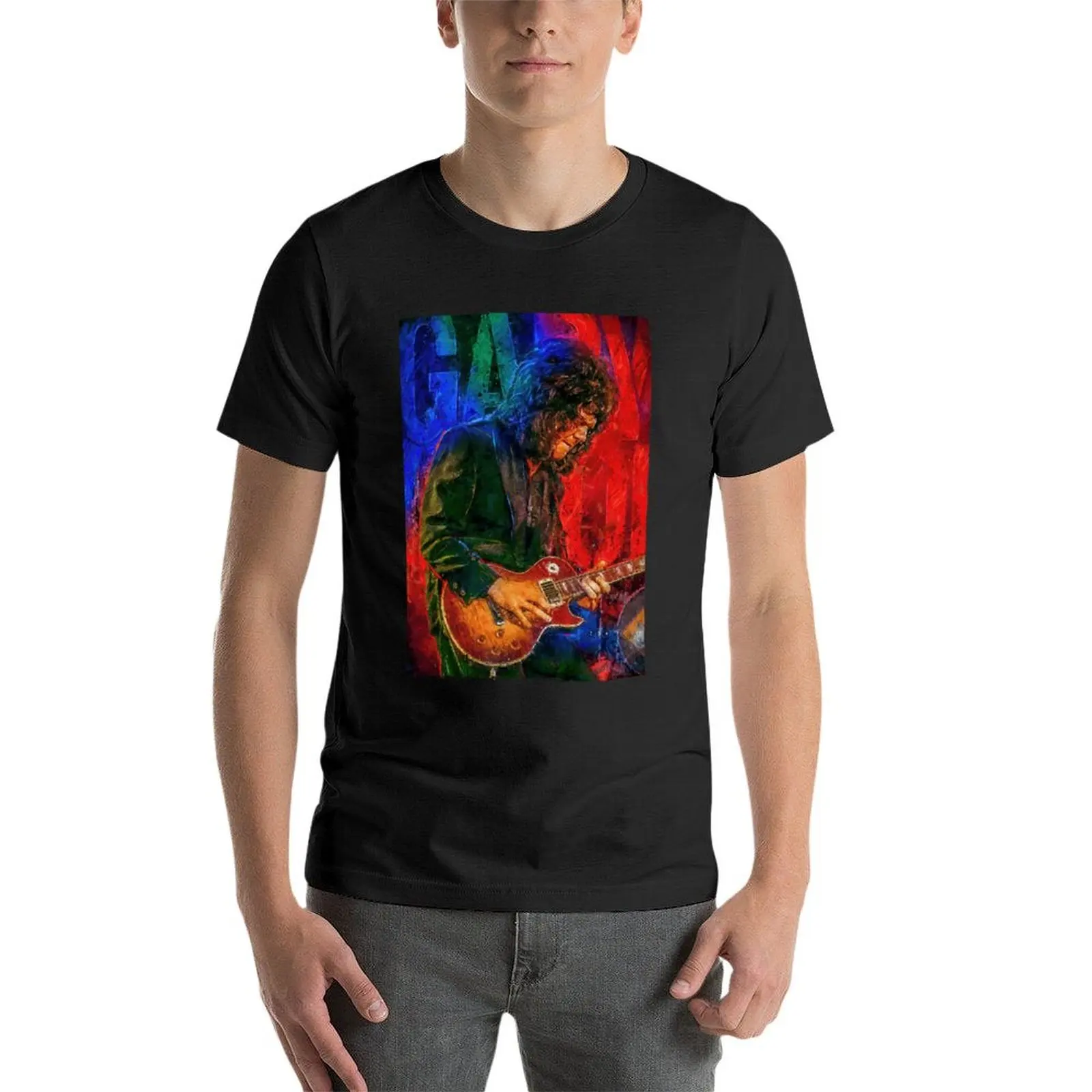 Homens Gary Moore retrato arte t-shirt, T-shirt extragrande, manga curta T, roupas de verão