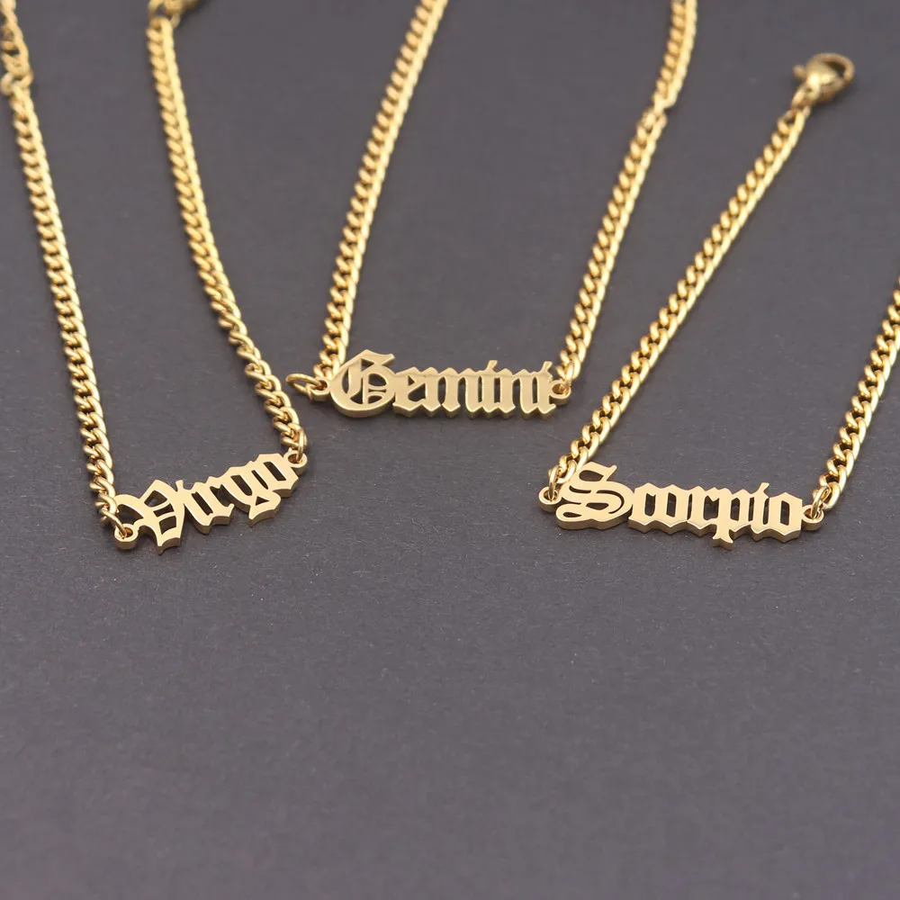 ابراج مجوهرات سلسلة للتقييد زودياك سوار الفولاذ المقاوم للصدأ عشاق التنجيم أساور كوكبة الجوزاء السرطان ليو الأساور #3