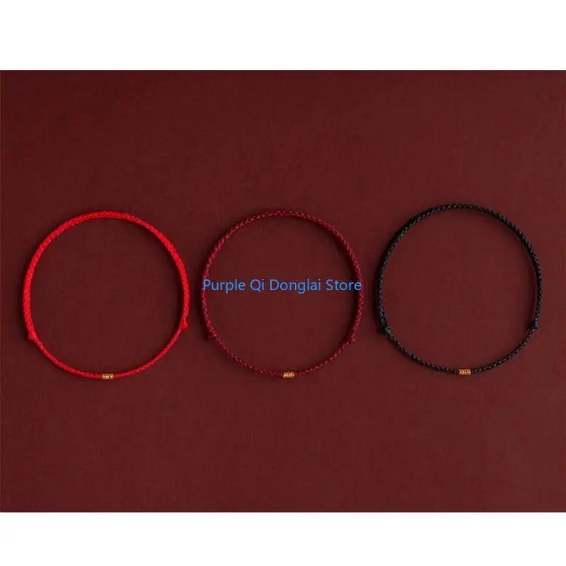 L21E Lucky Red Rope Bracelet with Gold Beads Hand Braided Rope Thread Bracelets Friendship Bracelets Protections Jewelry Gift