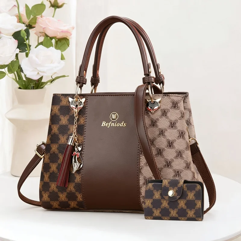 Light luxury high-end letter printed handbags, stylish and avant-garde color-blocked handbags, casual multi-functional bag sets
