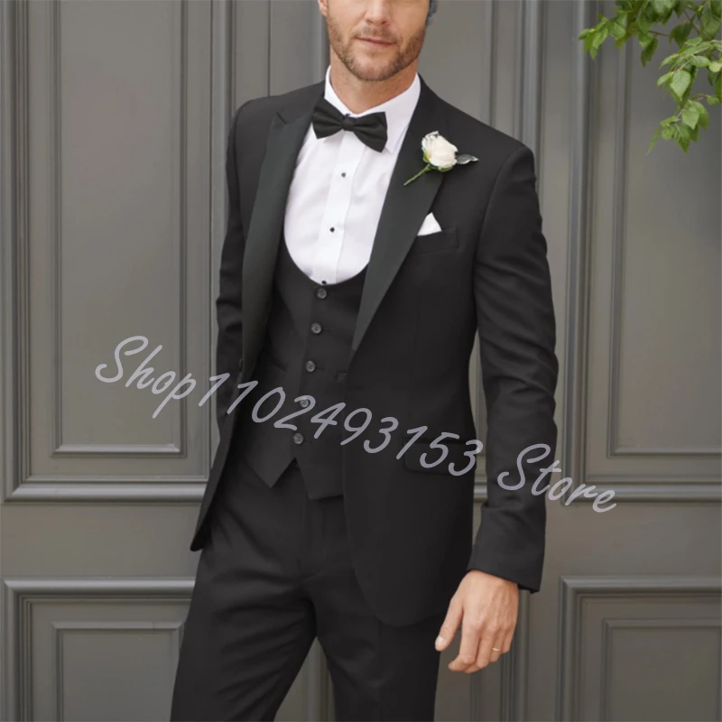 Royal Blue Wedding Suits For Men 3 Pieces Formal Groomsmen Bridegroom Wedding Tuxedos Blazer Vest Pants Trajes De Hombre