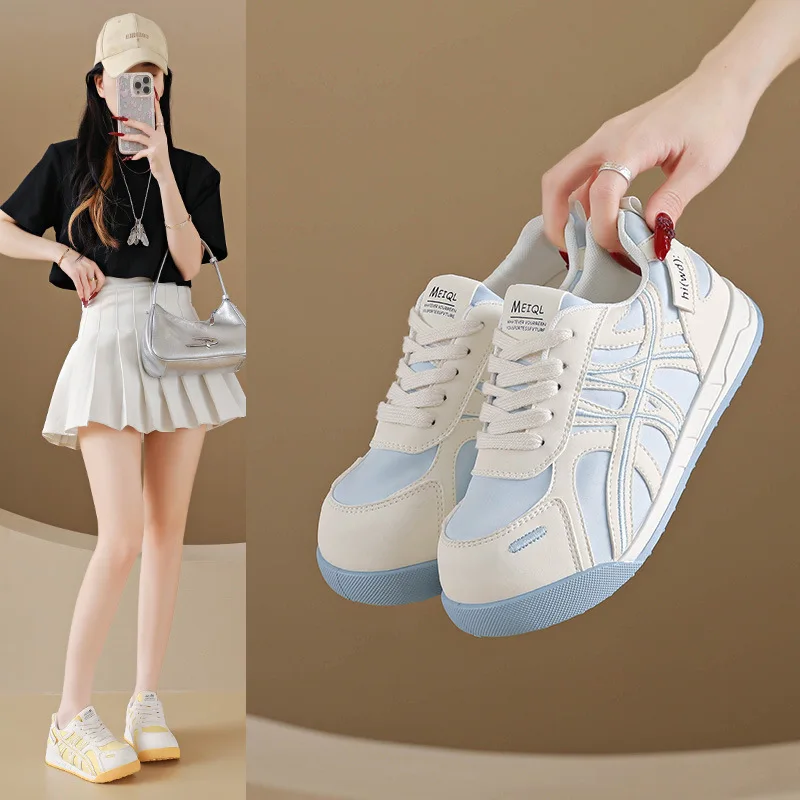 

2026 White Shoes Women's Summer Breathable Leisure Sports Versatile Board Shoes Street Shooting Running Shoes