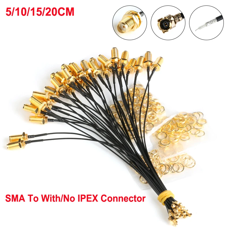 

5pcs IPEX RFuFL/u.FL/IPX or NO Connector To SMA Connector 5/10/15/20cm Cable 1.13mm Female Coax Adapter Assembly RG178 Pigtail