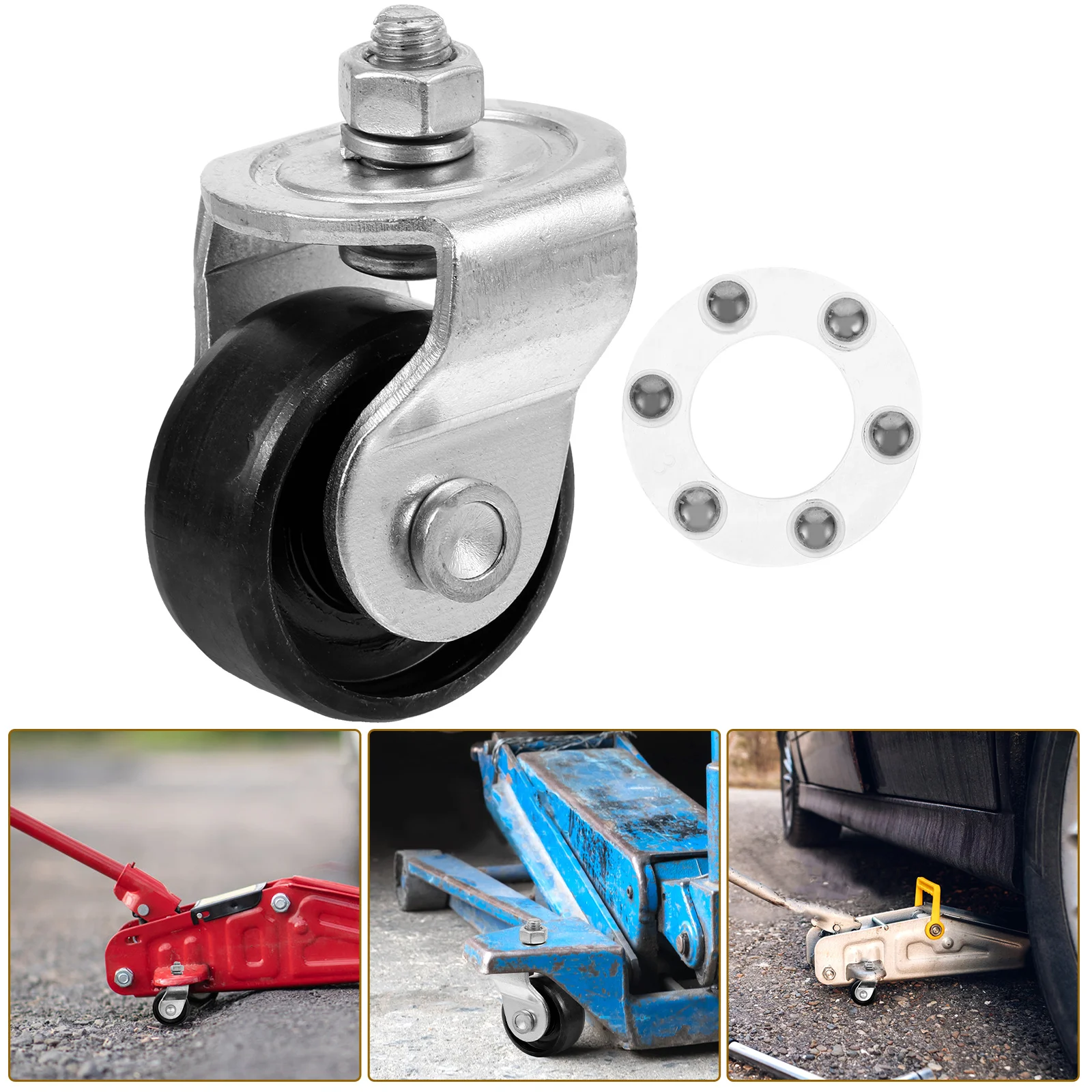 Jack Caster Wheel Cars Horizontal Wheels Floor Parts Accessories Casters for Garage Steel Travel Dual Pump