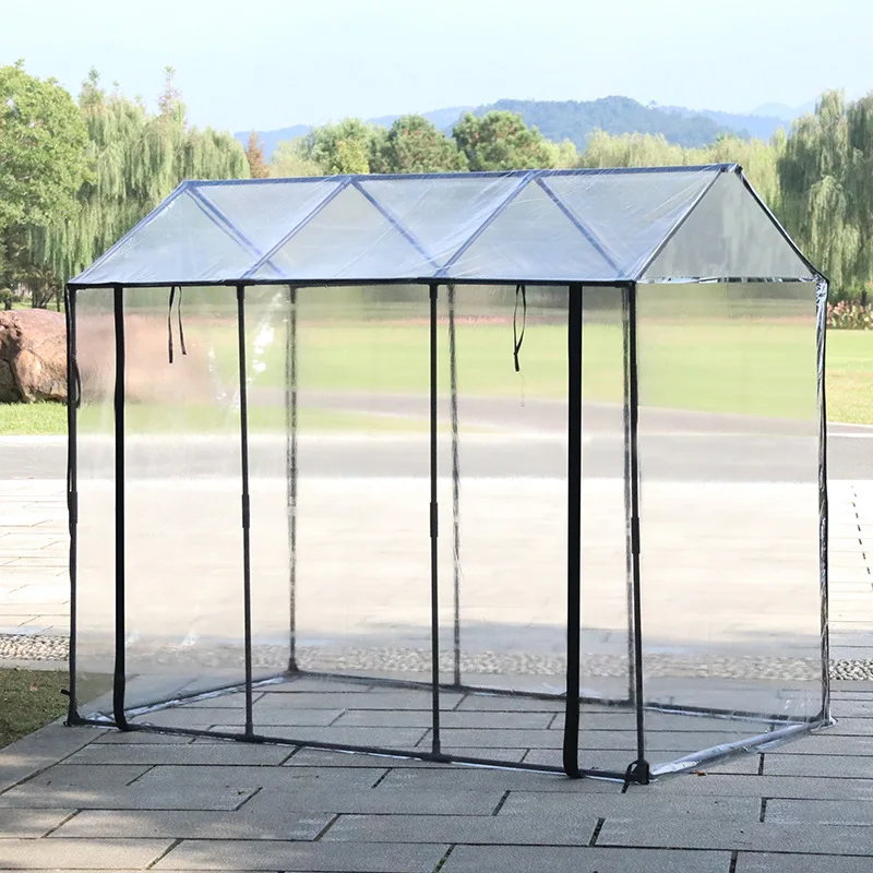 Tower greenhouse plastic-covered iron pipe bracket, sunshade and insect-proof balcony greenhouse, succulent flowers and plants,