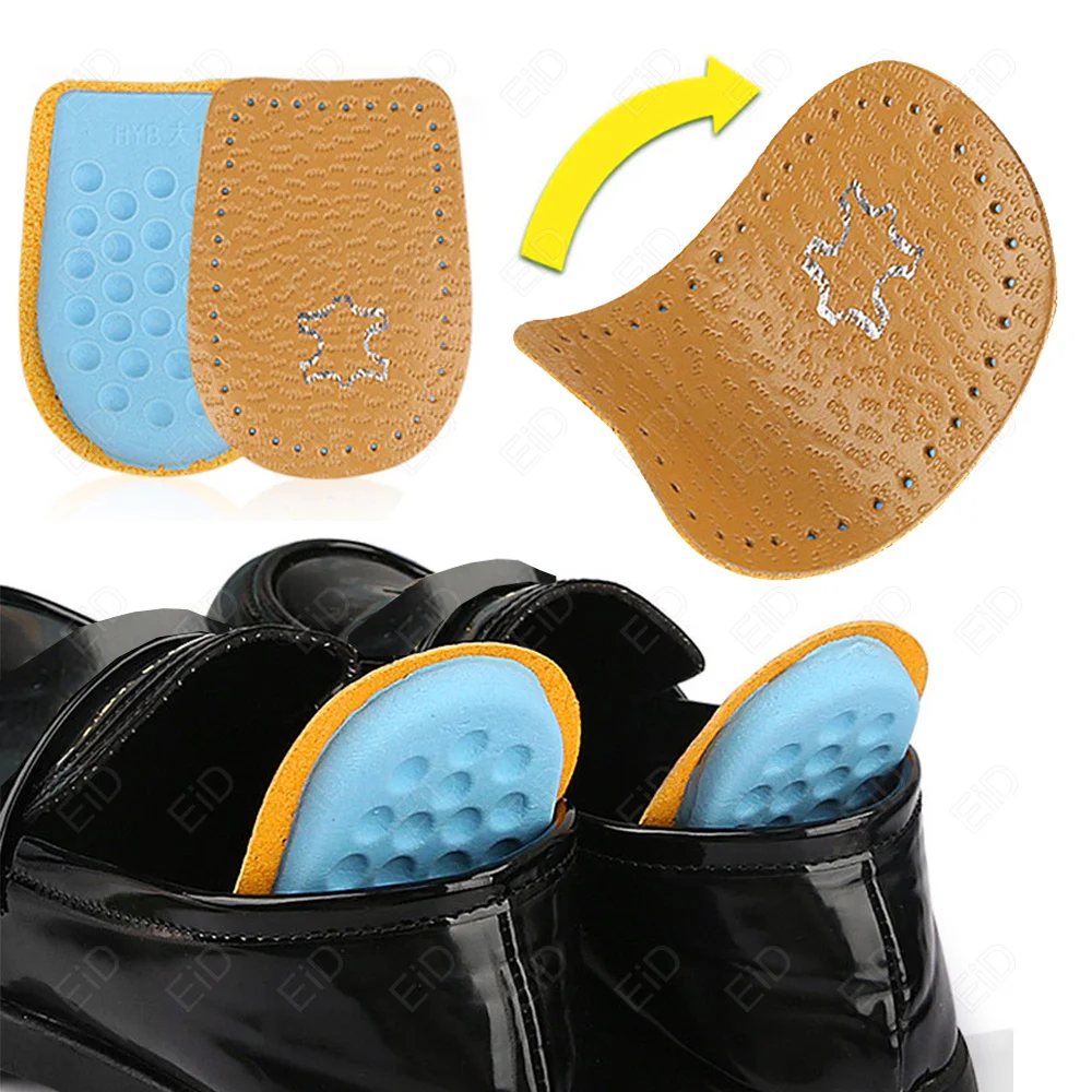 Latex Leather Heel Insoles Thicken Orthopedic Arch Support Shoes Pads Pain Relief Foot Massager Care Half Insert Increase Height - view 2