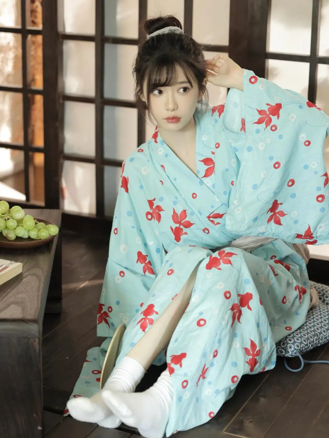 

Новое синее платье в японском стиле для девочек, традиционный костюм для фотосессий на природе, сценических выступлений, женское модное платье