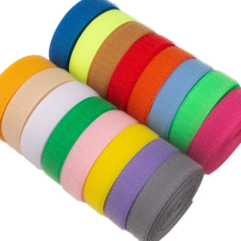 2/5meter Sew on Hook and Loop Colour 20mm Non-Adhesive Fabric Fastener Interlocking Tape Nylon Strips Sticky DIY Craft Supply