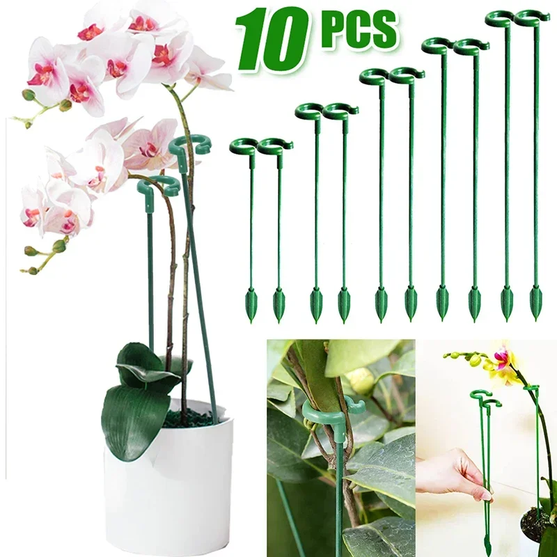 1/10PCS Plastic Plants Support Pole Potted Flower Vegetables Stem Fixing Stick Rods Holder Reusable Indoor Garden Accessories