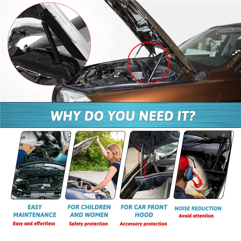 لسيارات BMW غطاء محرك السيارة الأمامي دعامات الغاز حامل دعم X5 E53 2000-2006 51238402551 #5