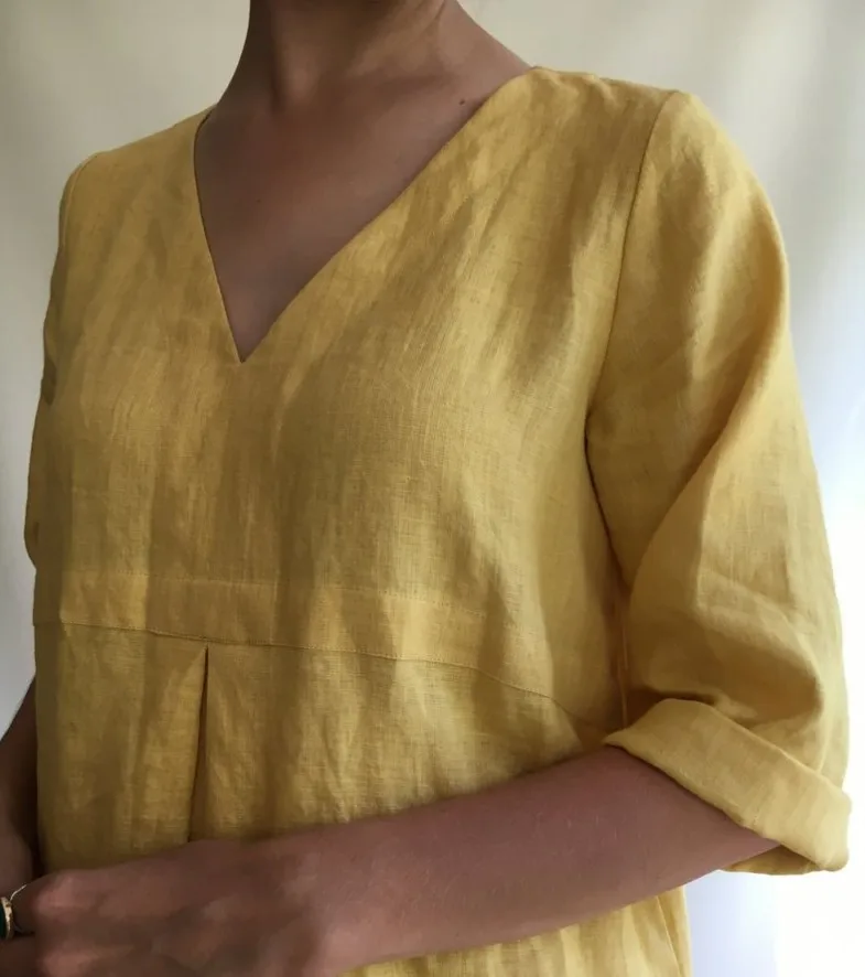 Casual Cotton Linen Shirt Dress For Women Solid Color V Neck Ruched Summer Midi Dress Simple Style Big Size Beach Short Dresses