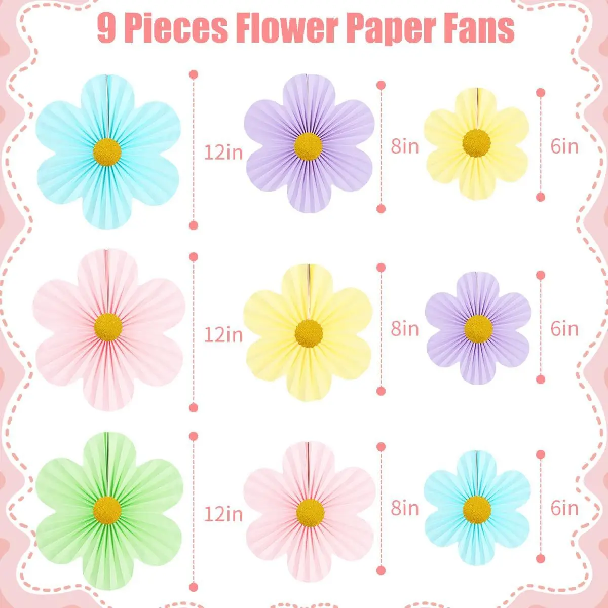 10 Stück Papierblumen-Dekorationen, Party-Papierfächer, florale Pom Poms, florale Hintergrunddekoration für Hochzeiten, Geburtstagsfeiern, Dekorationen – Detail 5
