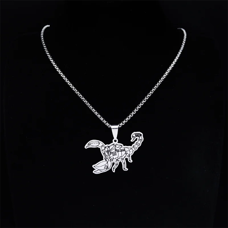 Steampunk آلات العقرب قلادة قلادة الفولاذ المقاوم للصدأ الروبوتات القلائد الميكانيكية مجوهرات Collares N3733S02