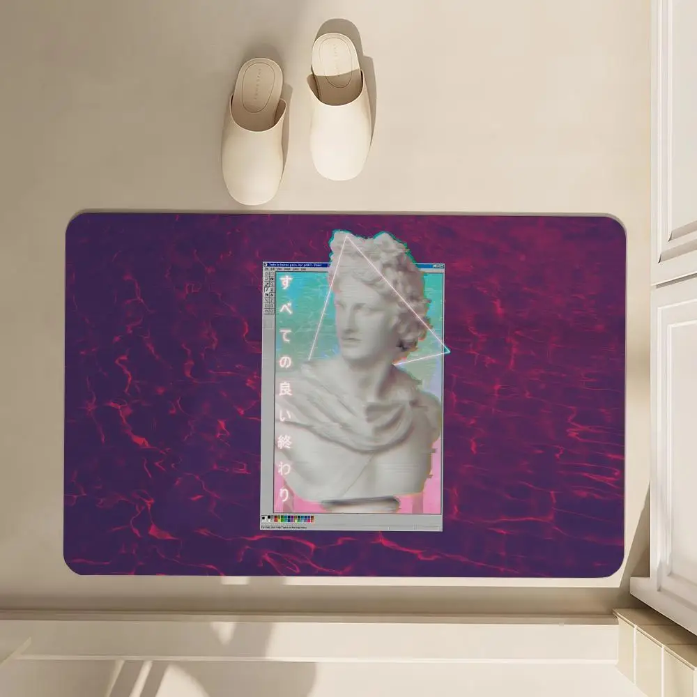 

Vapor Wave Cool Neon Floor Mat Soft Diatom Bathroom Absorbent Floor Mat, Toilet Of The Bathroom, Household Floor Mat, Door Mat C