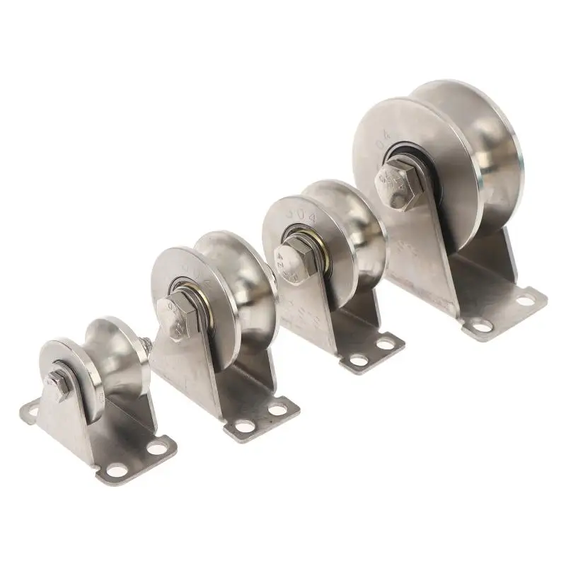 1Pcs Stainless Steel Shaped Track Roller With Plate Universal Track Wheel Lifting And Sliding Door Wheel Steel