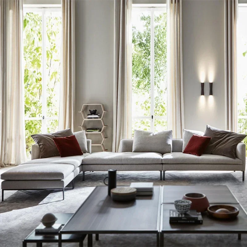 

Light Luxury High-Leg Fabric Sofa L-Type Combination Italian Living Room Small Apartment