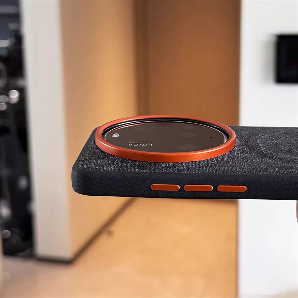 Luksusowe etui z teksturą tkaniny, wykonane z PU skóry, z magnetycznym zamknięciem, do Xiaomi Mi 17 Pro Max 15 14 Ultra, z obsługą bezprzewodowego ładowania i ochroną przed wstrząsami. — zdjęcie produktu 4