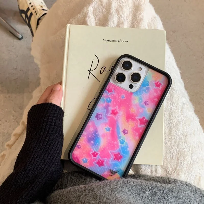 Wildflower Cute Cartoon Fruit Flower Strawberry Phone Case For iPhone 17 Pro 12 13 14 15 16Pro Max WF Lovely Rainbow Star Cover