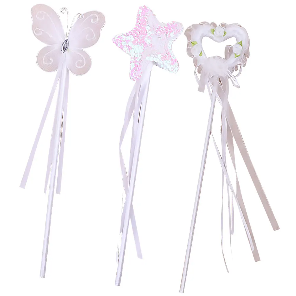 

3 Pcs Fairy Wands Birthday Party Decorations Pentagram Sticks Charms Princess Theme Accessories Kids Gifts