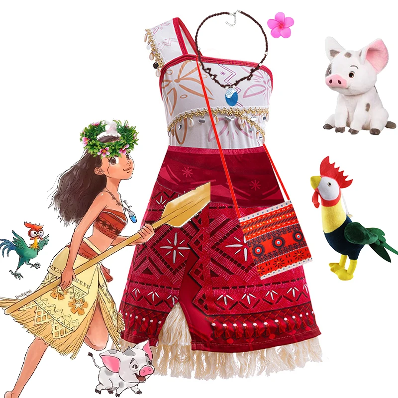 Disney Moana 2 Girl Vaiana Princess Cosplay Dresses Children Christmas Halloween Party Cosplay Dress Girls Casual Fancy Clothes