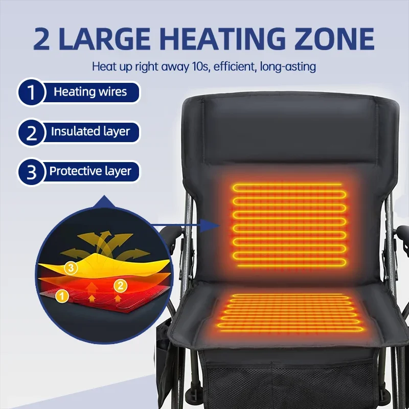 

Seat Cordless Winter Universal Level 3 Heating 4 Pockets Outdoor Sports Heating Camping Chair