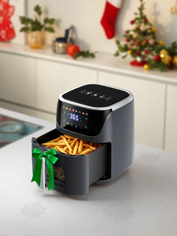Patbrela 7L Heißluftfritteuse mit Sichtfenster, Airfryer 1500W, ölfrei & fettfrei, max. 200°C ° C, digitaler Touchscreen, antihaftbeschichteter, spülmaschinenfester Korb
