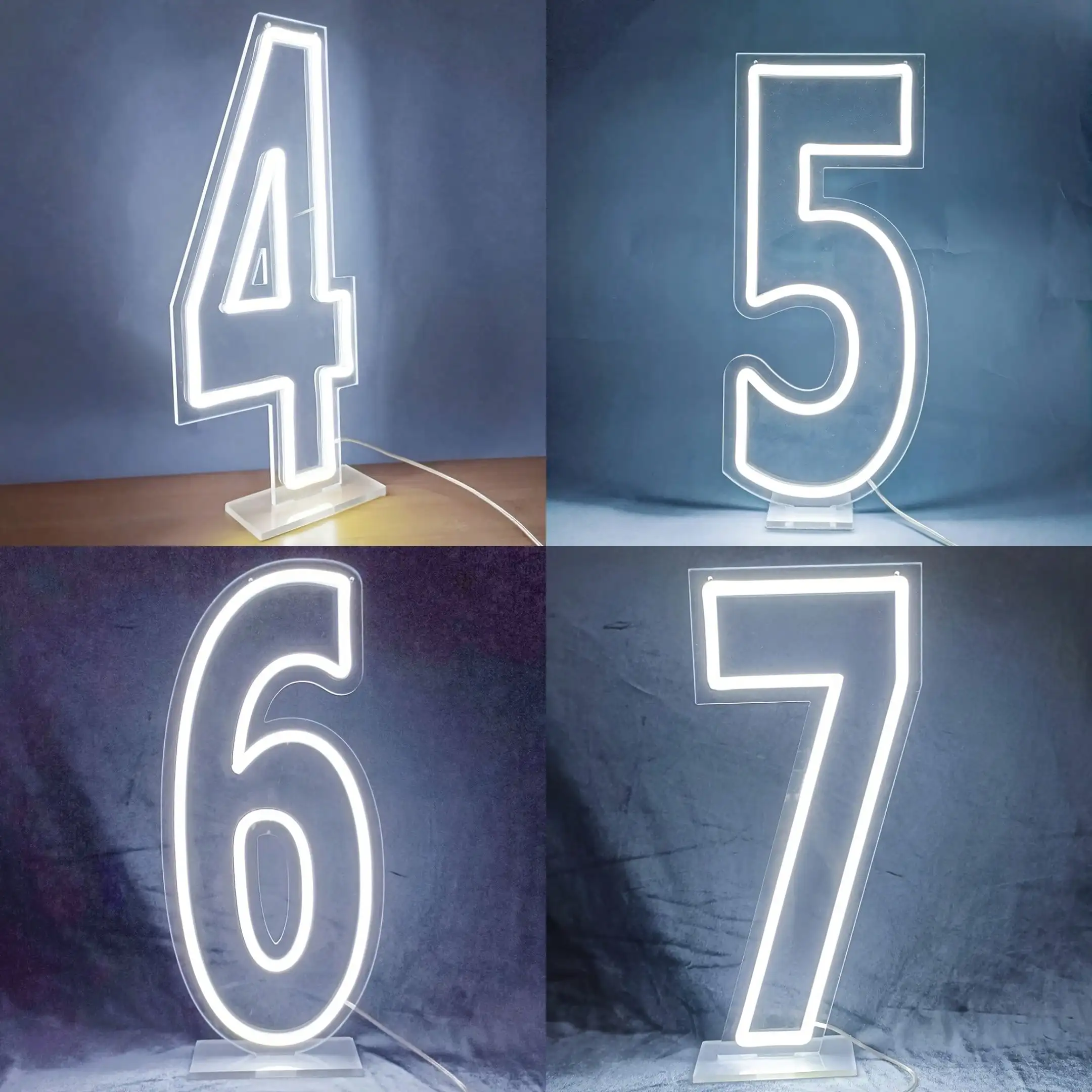 White 0-9 Single Digit LED Number Neon Sign, USB Wall Hanging Light with Dimmable Switch, Decor for Birthday, Anniversary, Wedding, Bar & Club, Gift Option view 2
