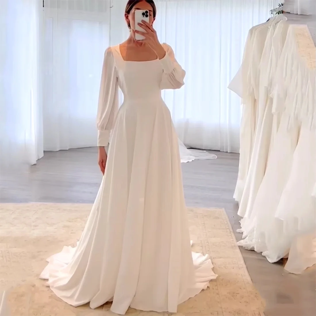 

Ciynsia Customized A-Line Chiffon Wedding Dress Long Sleeves Vestidos De Novia Princesa Bridal Gowns 2025
