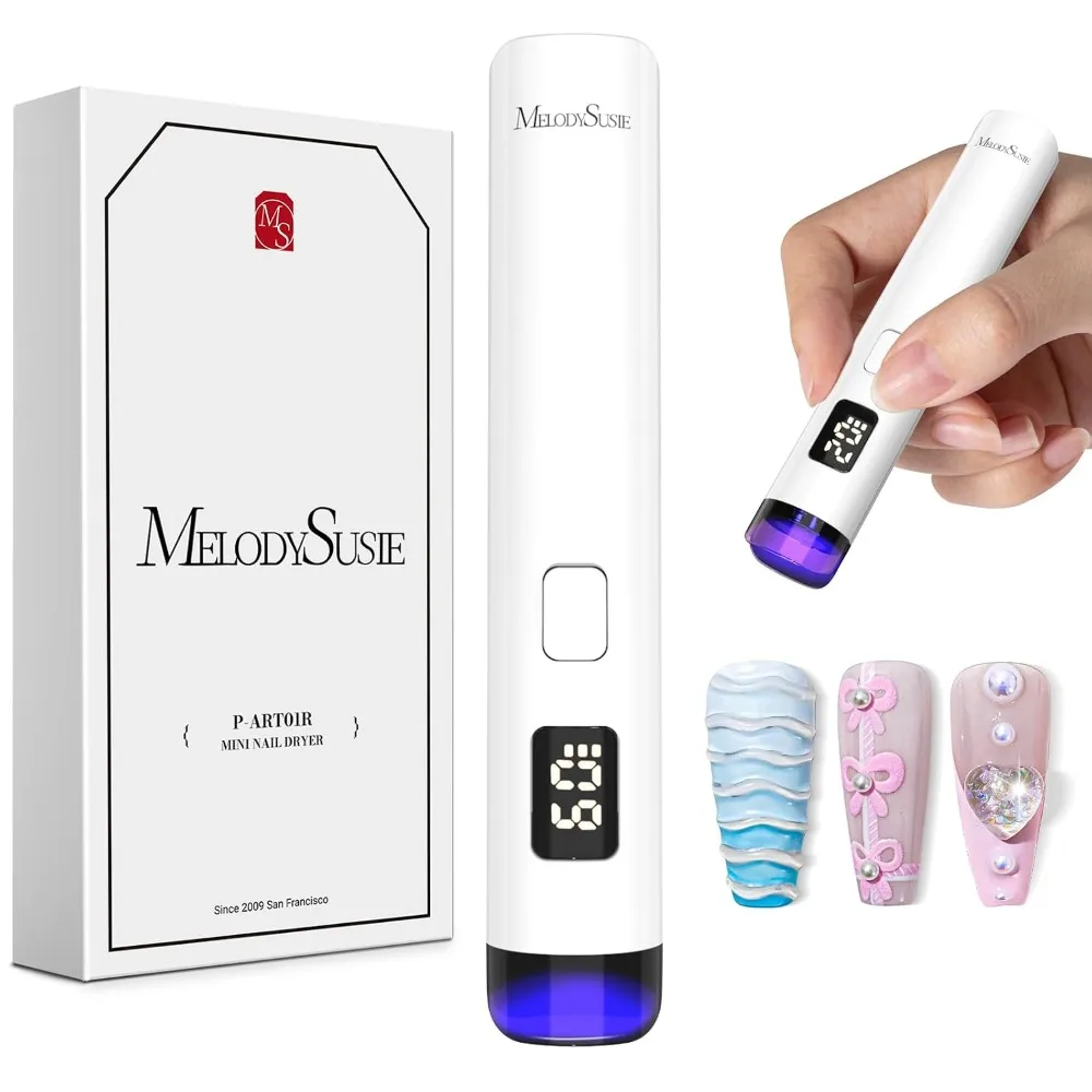 Rechargeable Mini UV LED Nail Lamp Cordless Portable with LCD Display Eye Protection Cover Flash Curing Light for All Soft Gels Rhinestone Glue and Liner Gel