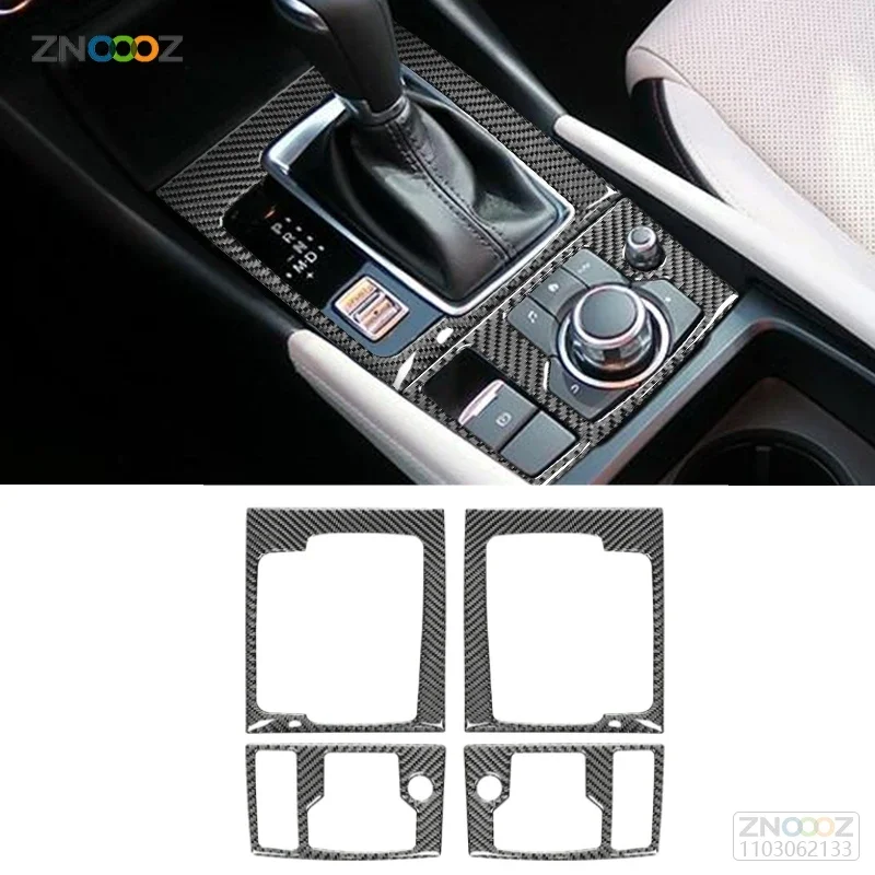 For Mazda 3 Axela 2014-2019 Center Control Gear Panel Decor Carbon Fiber Cover Trim Strip Inside Frame Car Interior Accessories