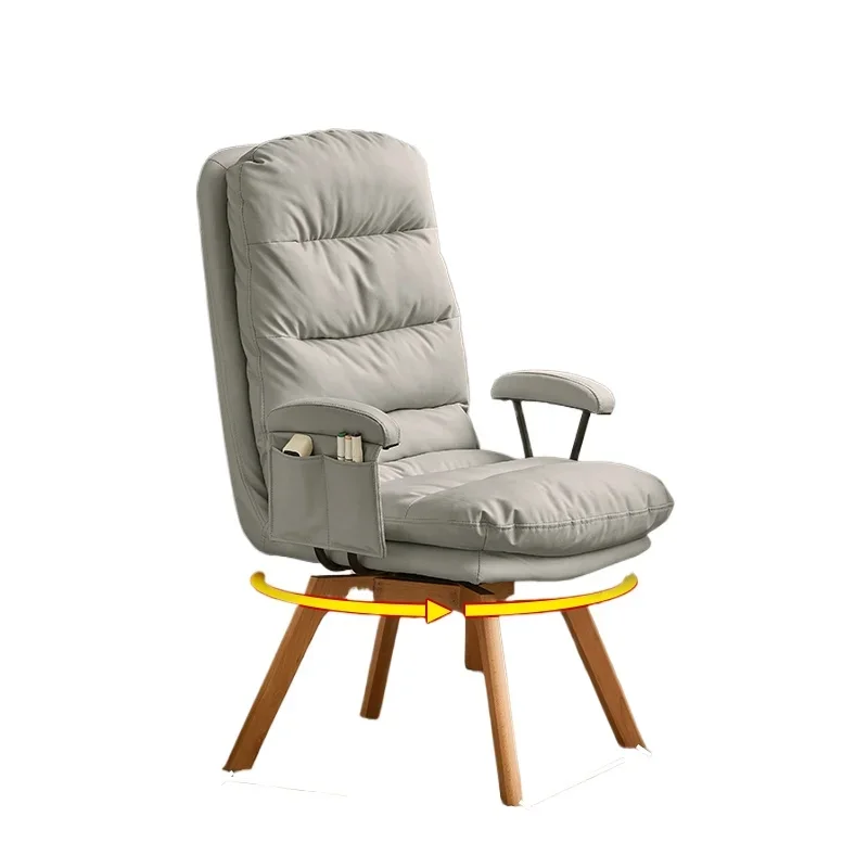 

*Solid wood rotating computer chair home comfort sedentary single sofa chair study bedroom
