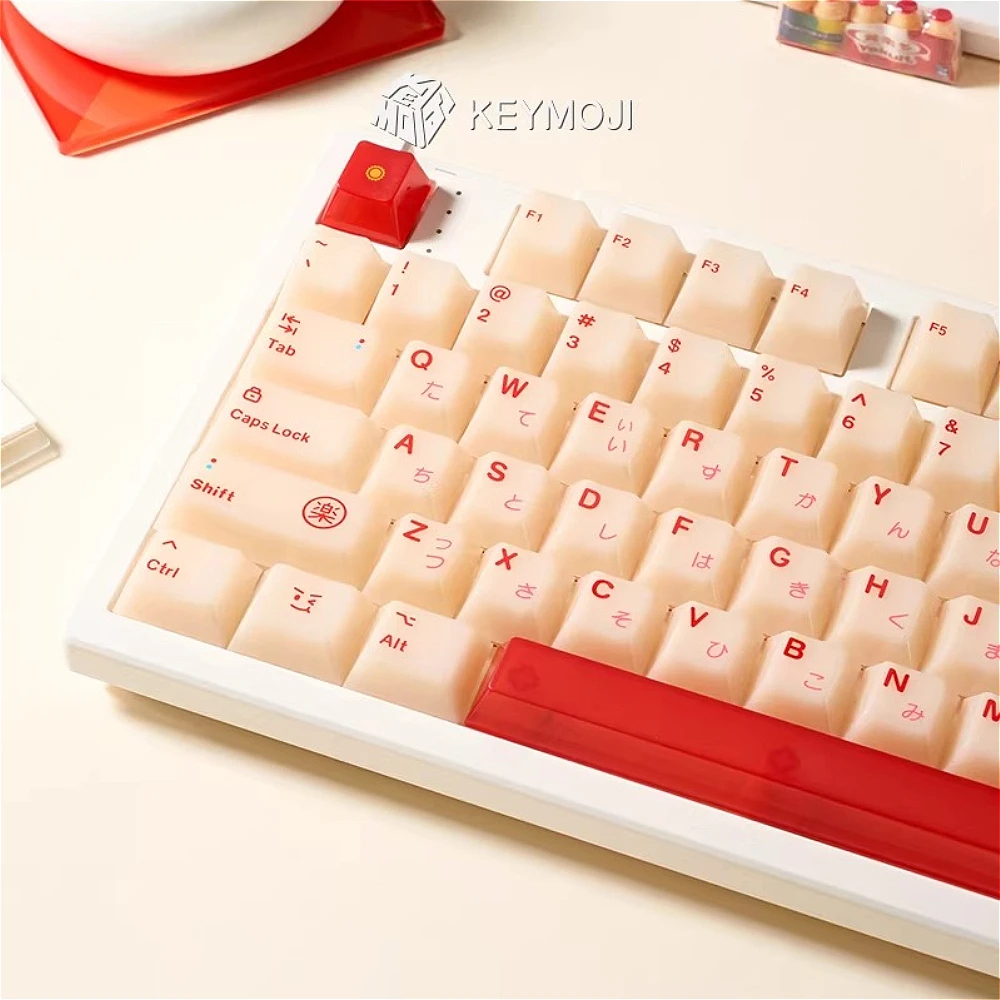 MAIMOOO Yakult-Themed Keycap Japanese Style Milky White Pc Chery Iso/Ansi Layout 148 Keys Translucent Keyboard Keycaps