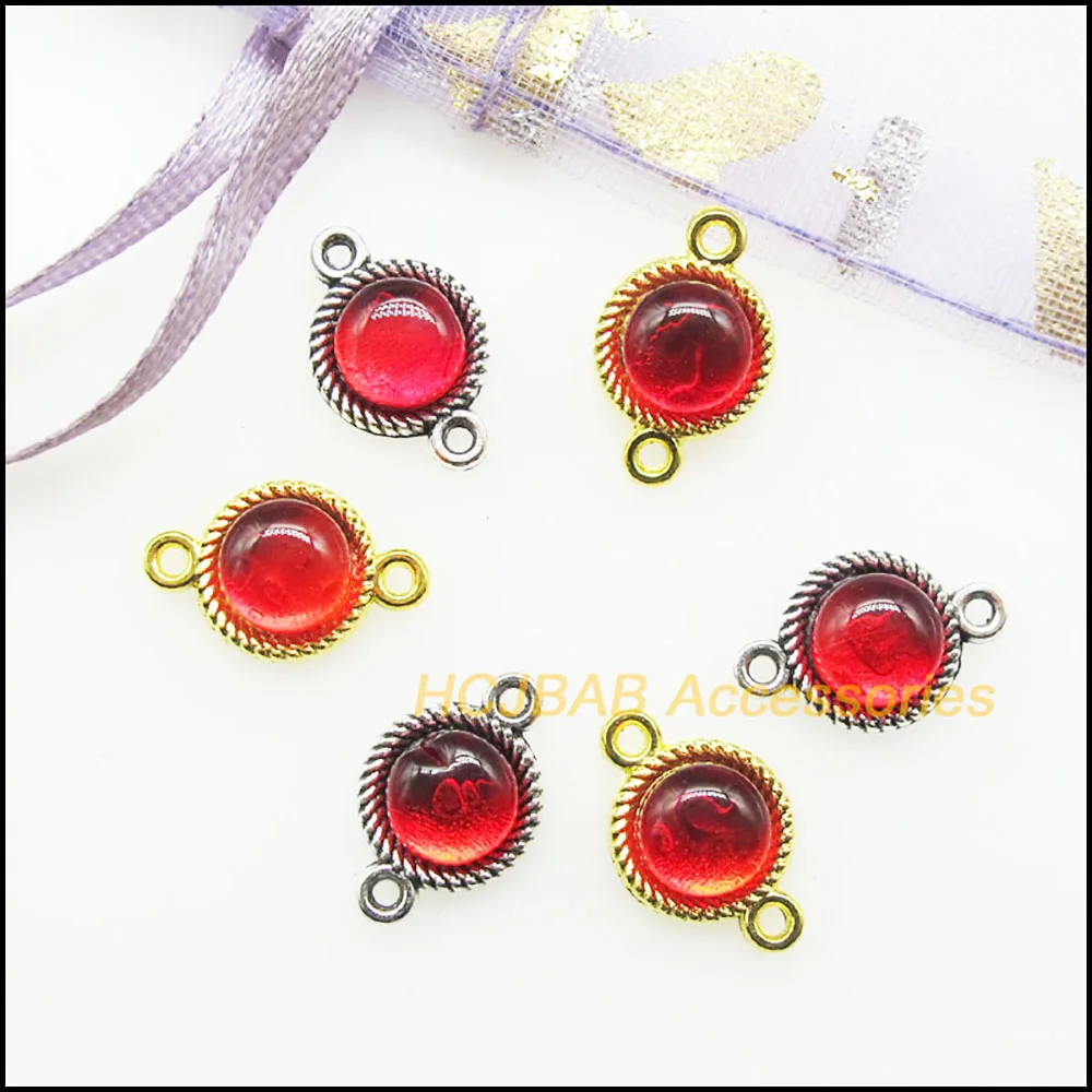 20 New Round Charms Red Glaze Wheel Pendants Connectors 8.5x13mm