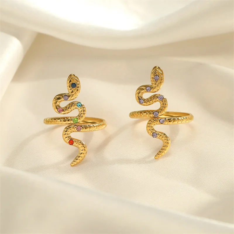GANPUP 316L Edelstahl Exquisite Minimalistische Zirkonia Offenen Ring Frauen Chic Mode Goldene Wasserdichte Finger Schmuck – Detail 8