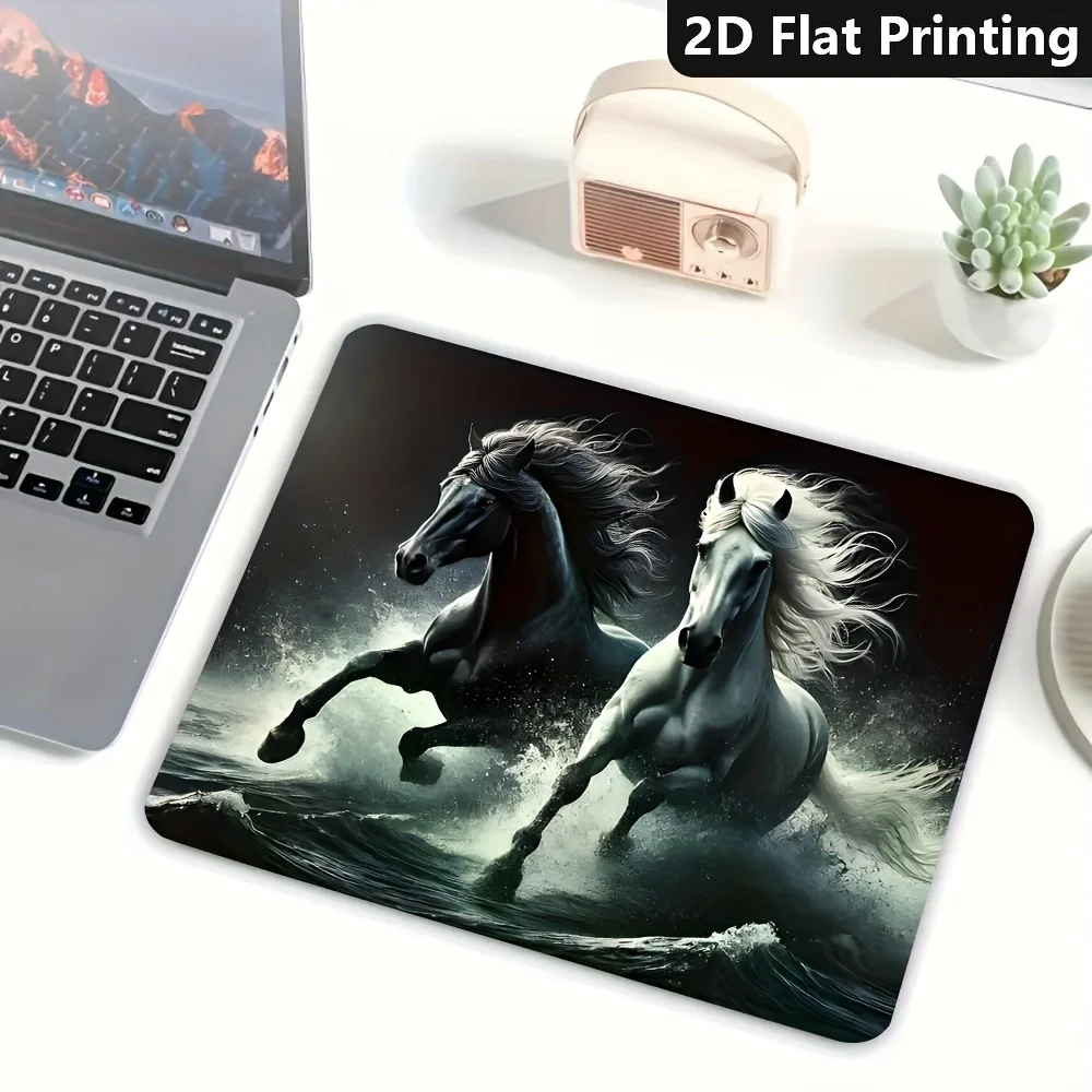 El diseño antideslizante para correr a caballo, alfombrilla de ratón cuadrada grande en color marrón oscuro, es adecuado para usar en oficinas y por jugadores.