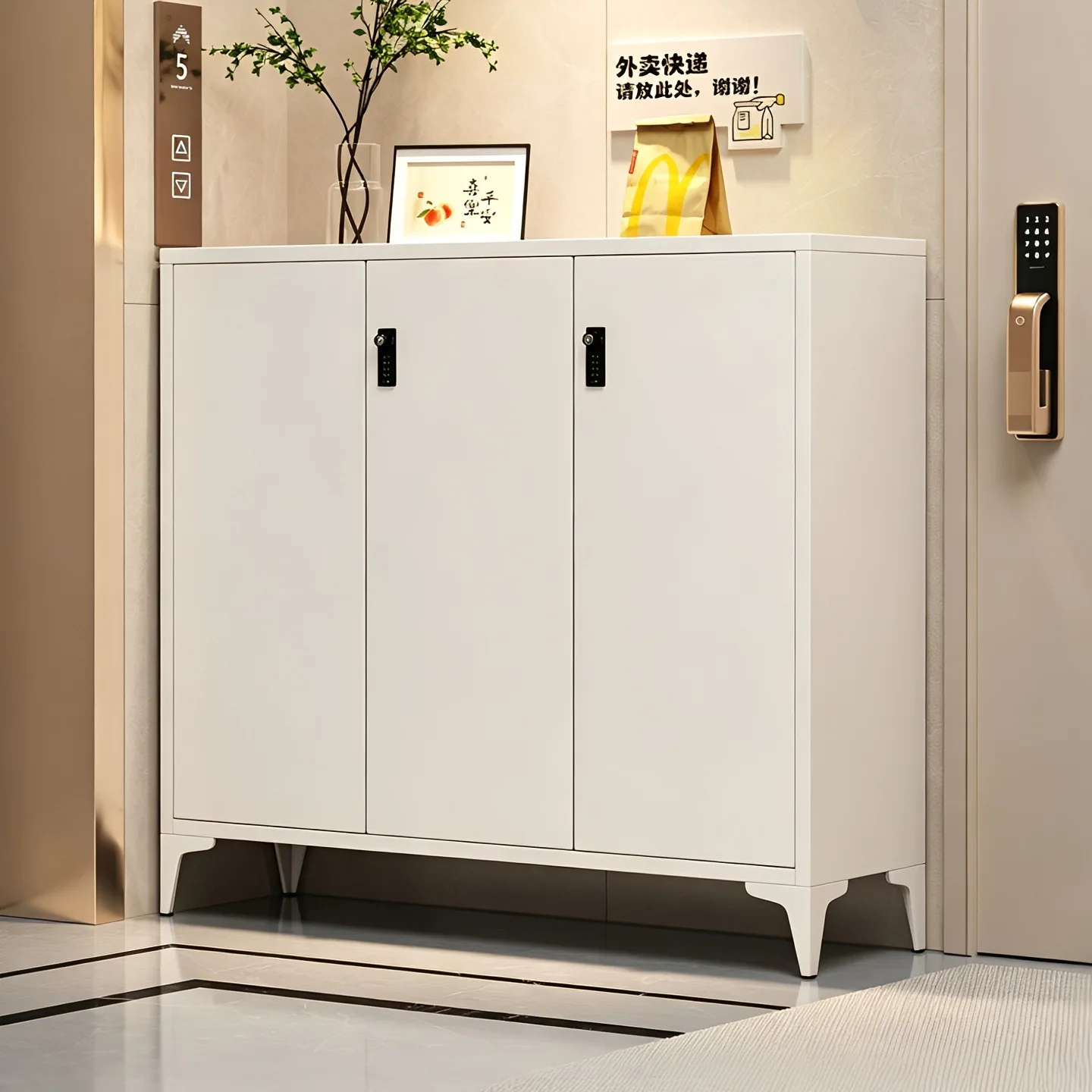 Steel shoe cabinet, multi-layer storage cabinet for home entrances, 2026 new model, integrated entryway wall metal shoe rack