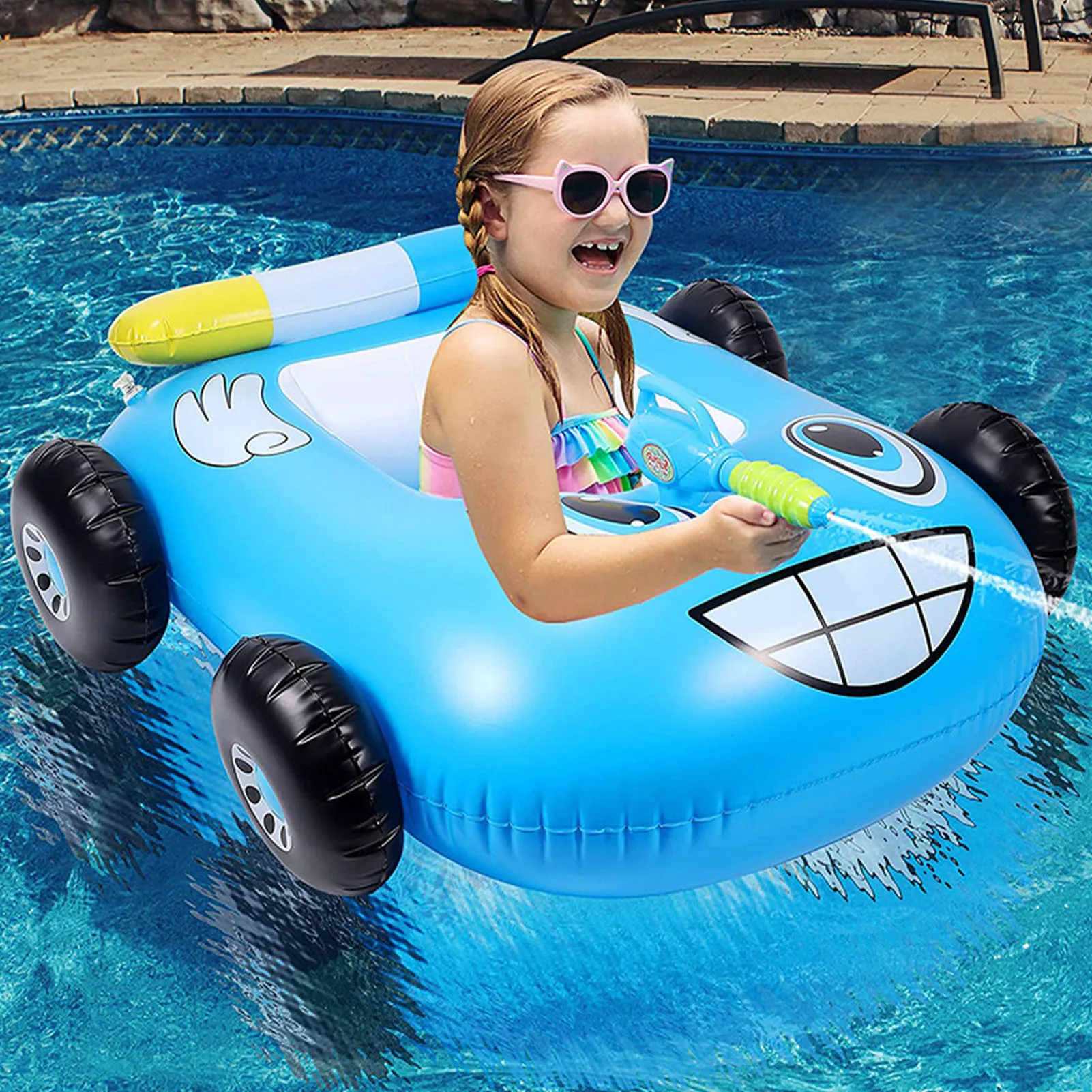 Verão bebê crianças dos desenhos animados assento flutuante carro barco natação inflável crianças pvc círculos segurança swimtrainer piscina acessórios