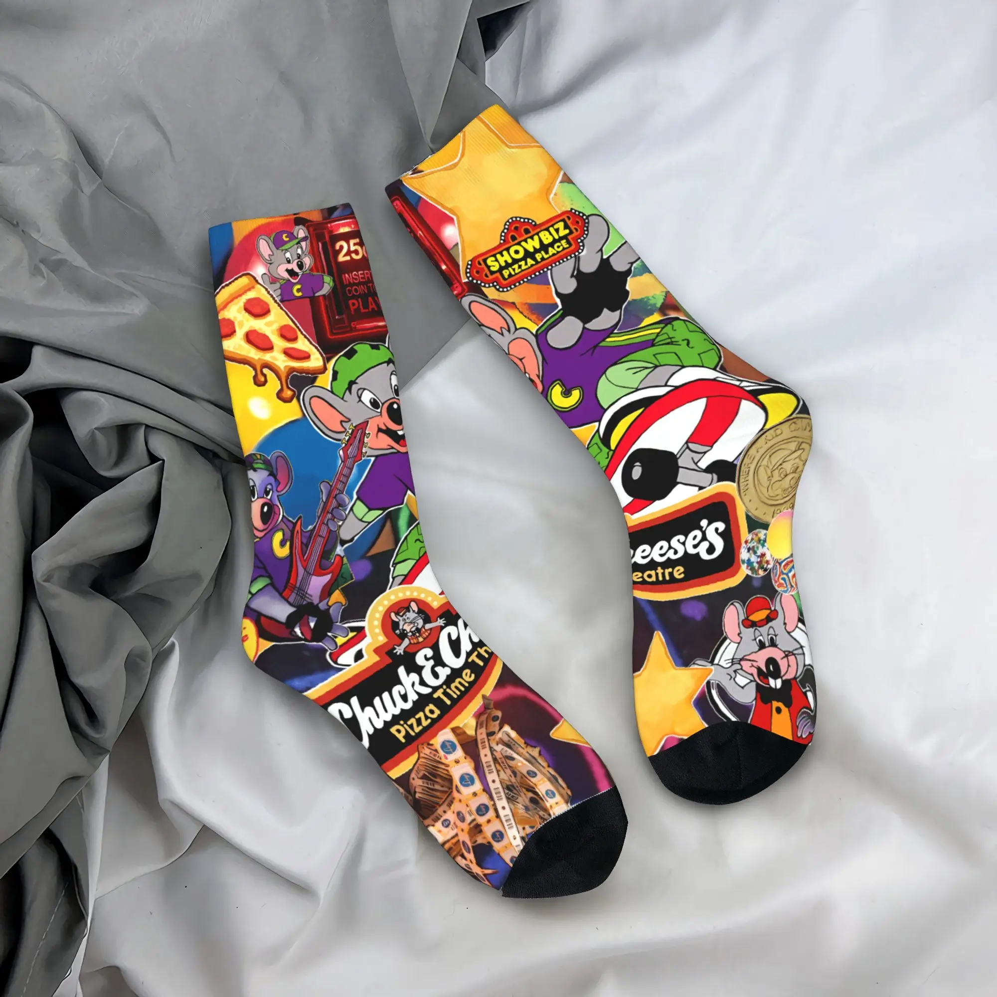 

Мужские носки Chuck E Cheese Pizza Food Lover Чулки Нескользящие мягкие носки Весенний дизайн для отдыха Велосипедные носки