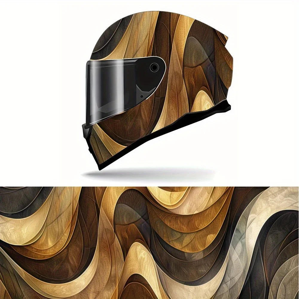 Vinil Adesivo PVC com Efeito Madeira Ondulada para Capacete de Moto, Adesivo Impermeável Autoadesivo, Película Decorativa Anti-Risco para Cobertura To